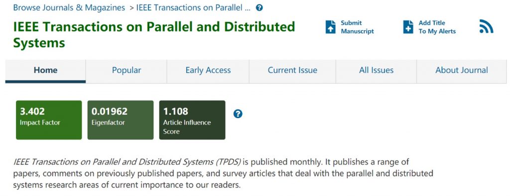 系统结构领域顶级期刊TPDS